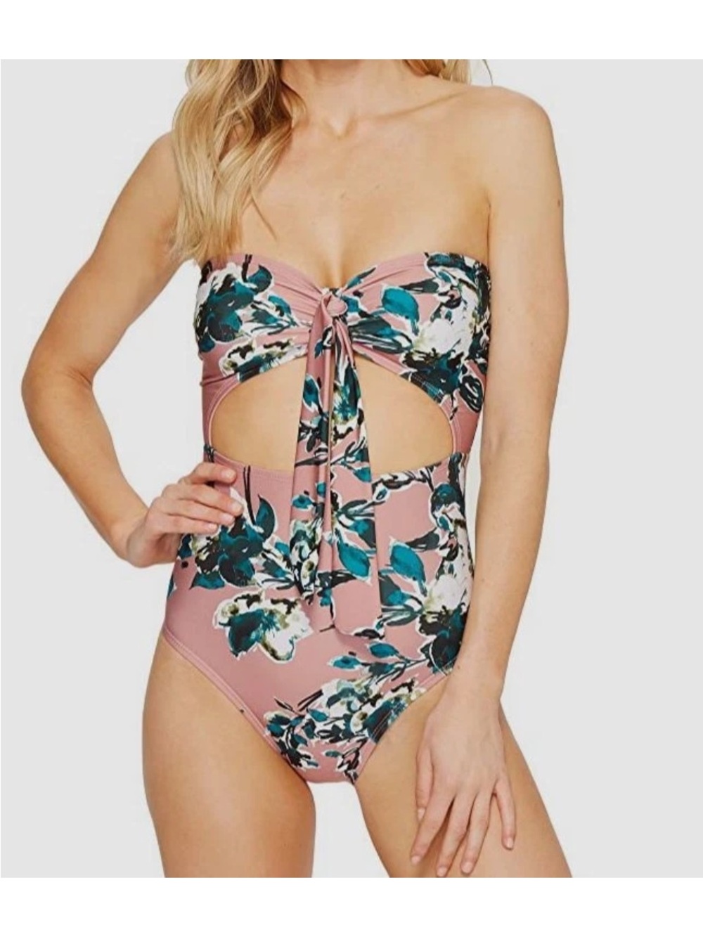 Splendid watercolour Floral One-Piece Swimsuit in Rose and Teal LARGE
